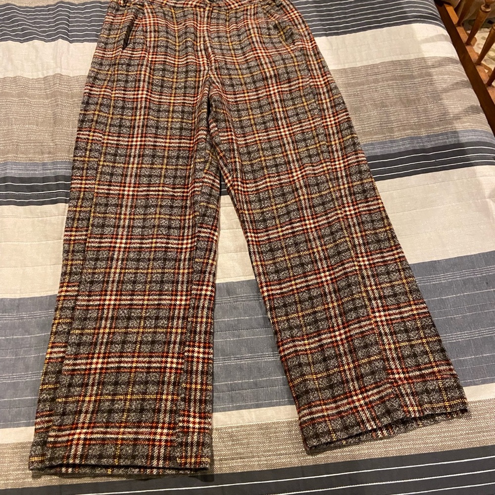 Free People Plaid Boot Cut Pants - Red and Gray - Picture 3 of 10